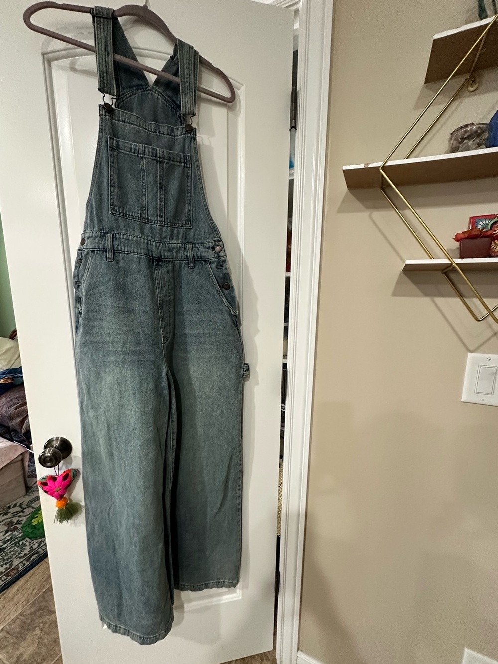 Classic Wide-Leg Denim Overalls - Blue